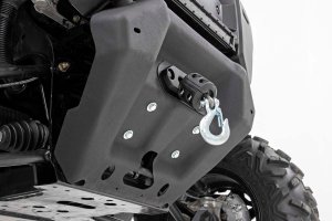 Can-Am Defender MAX HD8 XT Winch Plate - Rough Country - Dual Bolt Patterns, Powder Coated, 3/16” Steel - Black - '17-'21